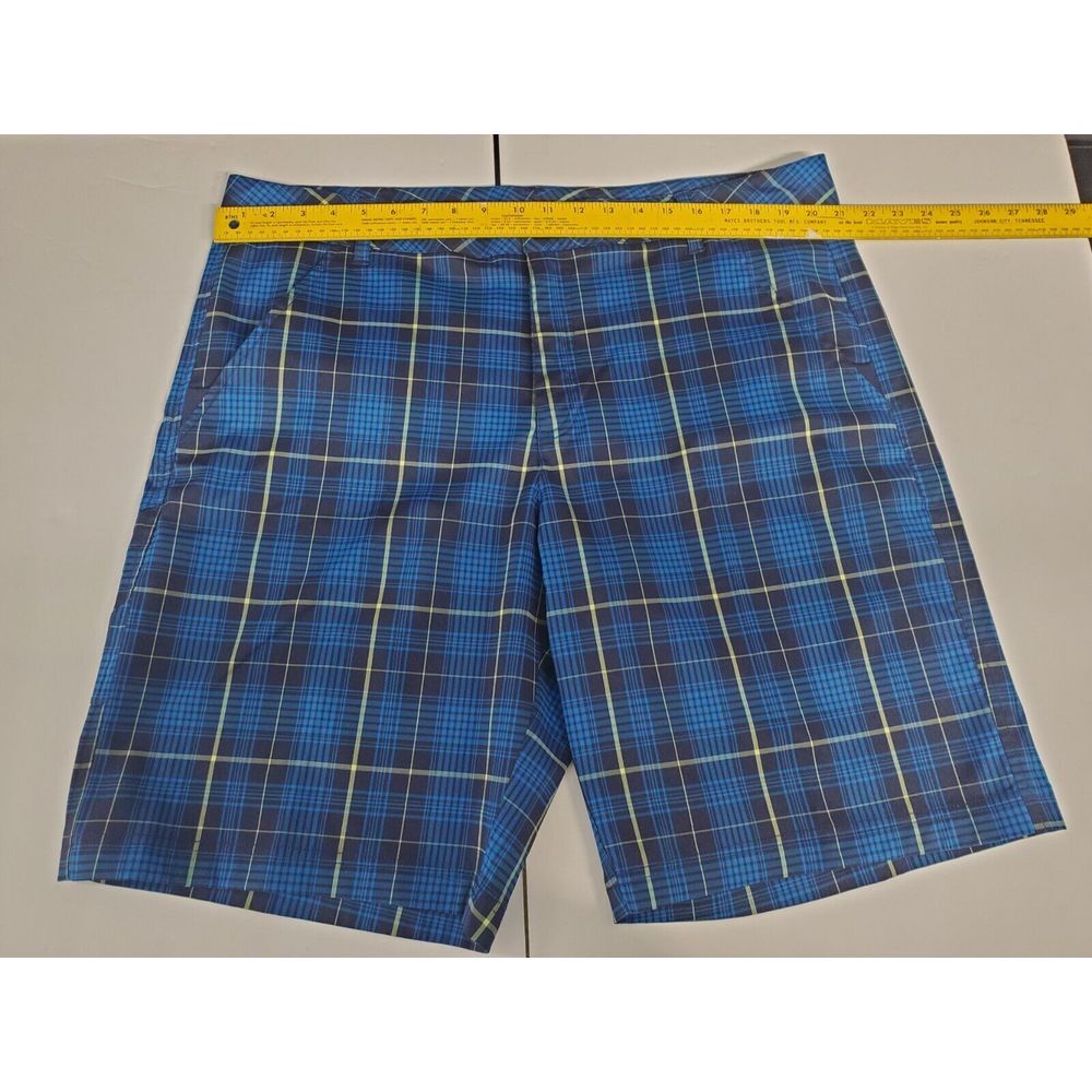 Fila Sport‎ Men's Golf Shorts Size 40 Blue Black Plaid Flat Front